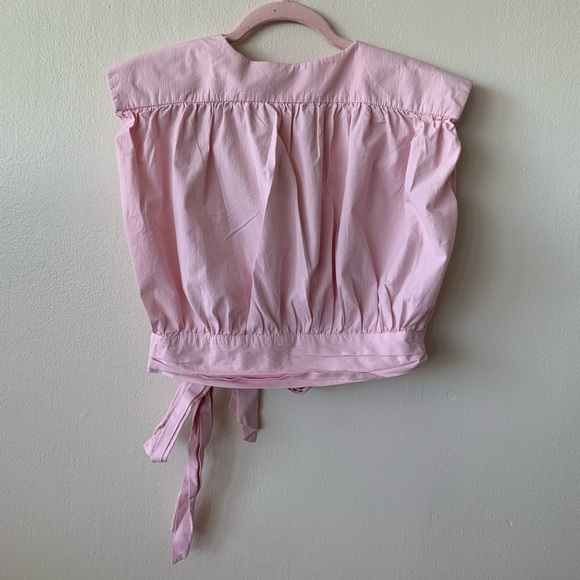 Pink Zara Poplin Wrap Top, Size Large - Picture 3 of 6